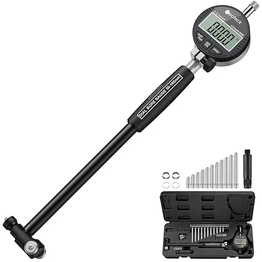 Neoteck Bore Gauge Set Digital Indicator Dial Bore Gauge (2-6"/0.0005") with Self-Centering Dial,Carbide Anvils, Insulated Grips for Deep Engine Cylinder Measurement-Black