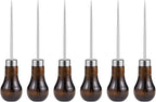 6 PCS Awl Tool Gourd Shape Wooden Handle, Durable Scratch Awl Tool for Leather Craft, Pin Punching, Hole Making, DIY Handmade Projects