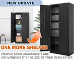 BESFUR Metal Cabinet with 5 Adjustable Shelves and Doors, Locking Storage Cabinet for Garage, Classroom and Office - Black