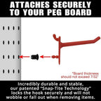PegPro® 2" Hooks Kit for Standard “Wood Fiber” pegboard – Durable Plastic Pegboard Hooks - for Garage, Kitchen, Craft Room, and More (2" Hook - 24 Pack, Red)