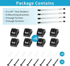 4 Pieces 24" Magnetic Tool Holder Strip, Stainless Steel Surface Tool Magnet Bar, Metal Tool Organizer Rack for Garage Organization, Easy To Install in Workshop, Mounting Screws Included
