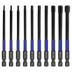 HPHOPE 10pcs Metric Hex Bit Set, 100mm, TS2 Alloy Steel, Magnetic Impact Bits, Storage Box