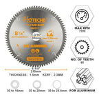 Hoteche 8-1/4-Inch Circular Saw Blade for Aluminum 80-Tooth Tungsten Carbide-Tipped Blade High-Performance Professioal Saw Blade for Miter Saw and Table Saws with 1-inch, 13/16-inch, 5/8-inch Arbor