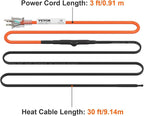 VEVOR Self-Regulating Pipe Heating Cable, 30-feet 5W/ft Heat Tape for Pipes Freeze Protection, Protects PVC Hose, Metal and Plastic Pipe from Freezing, 120V