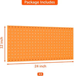 TORACK 3Pcs Metal Pegboard Panels(12x24 inch) for Wall Garage Tools Storage Pegboard for Workbench, Modular Peg Board Tool Organizer Board Kit(Pack of 3, Orange)