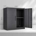 Metal Wall Cabinet,Garage Wall Cabinet with Handle,Lockable Storage Cabinets Wall Mounted with 2 Doors,Locking Cabinet with Shelves for Basement,Living Home,Black