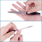 Metal Nail Files Made of Stainless Steel with Sharp Pointed Tip Non Slip Handle, Double Sided Sapphire Grit for Natural Nails Fingernails Toenail limas de uñas metálicas Color Black (6 Pcs)