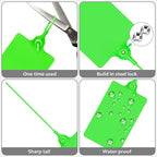 100 Plastic Tags Waterproof Tags for Labeling Shipping Tags Shipping Labels Security Tamper Seals Hanging Tags Writable Marker Ties Storage Tag with One Marker Pen (Green)