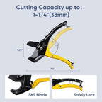 DELI PVC Pipe Cutter, Up to 1-1/4", Ratchet Pipe Shears Heavy-Duty, Pex Cutting Tool for Cutting PEX, PVC, PPR Plastic Hoses and Plumbing Pipe