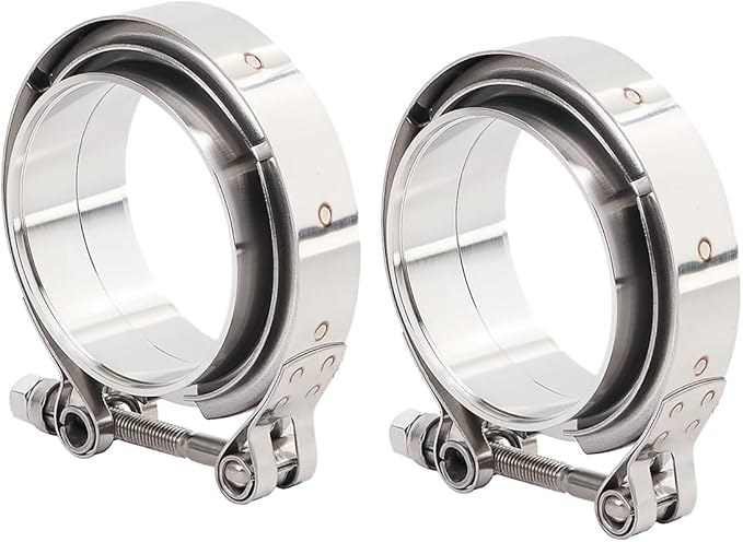 LokoCar 3.0 Inch V Band Clamp with Flange Male Female Stainless Steel 2Pcs