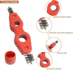 Copper Pipe Cleaner and Reamer Set, 4 in-1 Copper Tubing Brush Pipe Inside and Outside Wire Brush, Copper Pipe Deburring Tool for Soldering, Copper Pipes, Tubes, Pipe Deburring - Red