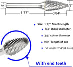 Carbide Burr Set 1/4" Shank SF-3 Die Grinder Bits Tungsten Double Cut Burr Bits (3/8" Cutter Dia X 0.84" Cutter Length) for Die Grinder Kits Metal Grinding Drilling Polishing (3pcs)