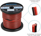 BNTECHGO 16 Gauge Flexible 2 Conductor Parallel Silicone Wire Spool Red Black High Resistant 200 deg C 600V for Single Color LED Strip Extension Cable Cord,Model,100ft Stranded Tinned Copper Wire