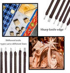 Esamploe 12 Pcs Stone Carving Tool,Tungsten Steel Soapstone Carving Kit,Gravers for Metal with Portable Leather Roll Bag,Hand Engraving Tools for Slate,Wood,Soft Limestone,Lapis Lazuli,Bamboo