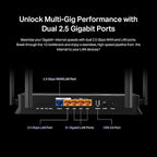 TP-Link Dual-Band BE3600 Wi-Fi 7 Router Archer BE230 | 4-Stream | 2×2.5G + 3×1G Ports, USB 3.0, 2.0 GHz Quad Core, 4 Antennas | VPN, EasyMesh, HomeShield, MLO, Private IOT | Free Expert Support