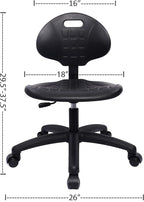 Chair Master Table Height Chair/Stool-Easy to Clean! Deluxe Ergonomic Polyurethane Chair. 5" of Height Adj (15.5"-20.5") 450 lb Capacity. Automotive, Lab, Garage, Home, Office (Self Braking, Black)