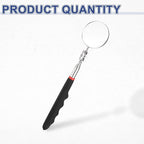 HARFINGTON Telescoping Inspection Mirror 2" Round 9.4" to 28.7" 360 Degree Stainless Steel Inspection Swivel Head Extendable Mirrors with Pocket Clip for Technicians Mechanics, Black