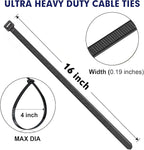 Zip Ties, RAZCC 1200pcs Black Cable Zip Ties 16 Inch, Heavy Duty Plastic Wire Ties with 70lb Tensile Strength, Self-Locking Black Nylon Tie Wraps for Indoor and Outdoor