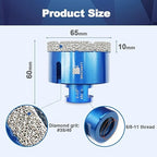 2-1/2 Inch Diamond Core Drill Bit for Porcelain Tile Ceramic Marble Granite Drilling,BRSCHNITT 2pcs Vacuum Brazed Diamond Hole Saw with 5/8-11 Thread (65mm 2pcs)