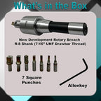 ASSORTS Precision Rotary Broach with R8 Shank (7/16" UNF Drawbar Thread) and H.S.S Square Punch 7 Pcs– Ideal for CNC, Lathe, Milling & Drilling Machines