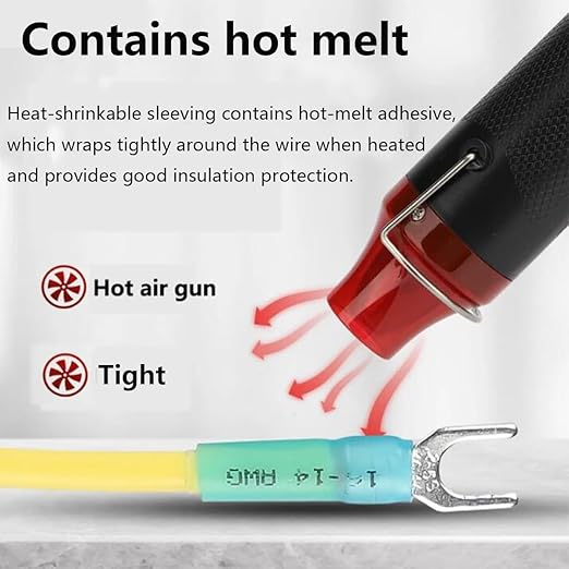 100PCS Heat Shrink Fork Connectors 16-14 Gauge,U-Type Spade Wire Connectors Kit,Insulated Waterproof Marine Crimp Terminals for Watercraft, Electronics, Automotive