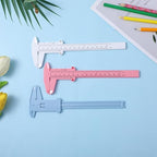 3 Pcs Plastic Vernier Caliper 6 Inch/150mm Dual Scale Measuring Tool Inch & Metric for Office House Workspace White Blue Pink