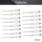 Fielect 15pcs Voltage Tester Voltage Detector Pen Circuit Tester Tool Steel Batch Slotted Test Pencil JRDB-865 AC/DC 100-500V Clear
