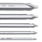 Accusize Industrial Tools (#1-#5), 3/64"-3/16" 5 pc H.S.S. M2 Long Series Center Drill Set, 4" Length, 3560-1001