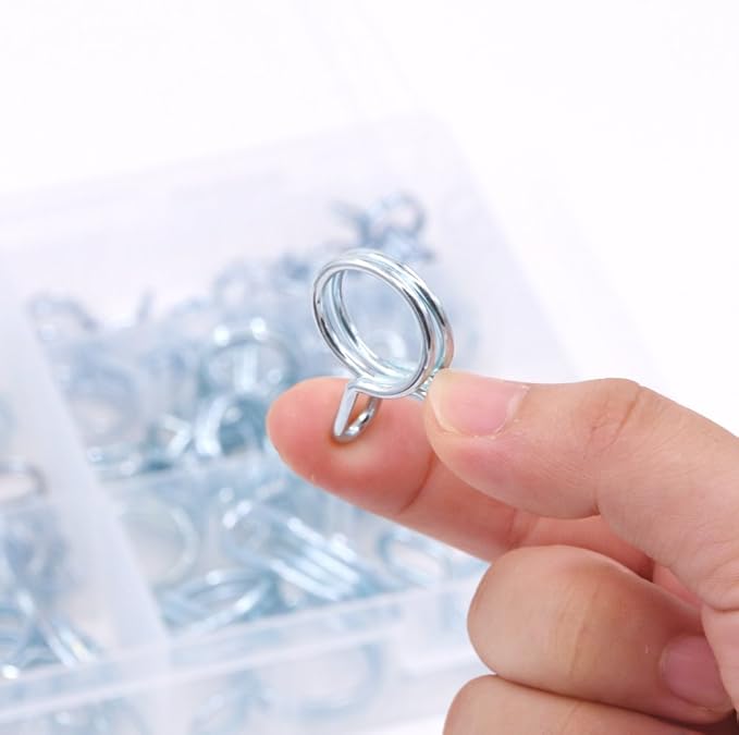 Hilitchi 75-Pcs Double Wire Fuel Line Silicone Hose Tube Spring Clips Clamp Assortment Kit
