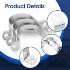 30PCS M40 Rigid Pipe Strap 1-1/2 Inch Two Hole Stainless Steel Tube Strap Tension Clip Clamps Heavy Duty Pipe Clamp U Clamp U-tube Clamp