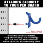 PegPro® J Hooks Kit for Standard “Wood Fiber” pegboard – Durable Plastic Pegboard Hooks - for Garage, Kitchen, Craft Room, and More (J Hook - 24 Pack, Blue)