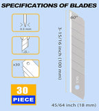 DOWELL 18mm Snap Off Blades SK5 Retractable Box Cutter Blades (30pc)