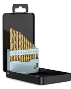 Lichamp 13-Piece HSS Drill Bit Set, Titanium Coating High-Speed Steel Drill Bits from 1/16" to 1/4" for Metal, Steel, Cast Iron and Plastic - Comes with Indexed Storage Case