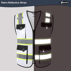 JKSafety Hi Vis Reflective Safety Vests for Men Women High Visibility Vest with Pockets Mesh Fabric Construction Safety Apparel Neon Vest for Work (220-White M)