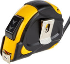 Amazon Basics Self-Locking Tape Measure, 33 feet (10 m), Inch/Metric Scale, MID Accuracy, Black, Yellow