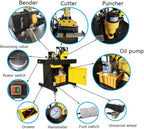 3in1 Electric Hydraulic Busbar Processor Busbar Bender 8" Cutter/Bender/Hole Puncher Cutting Punching Bending Machine for Copper, Aluminum for Iron, Copper, Aluminum 110V
