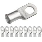SELTERM 10pcs 1/0 AWG-1/2 Stud (Wide Pad) Tinned Copper Wire Lugs, Heavy Duty Battery Cable Ends,0 Gauge Ring Terminals, UL Battery Lugs Marine Grade Copper Eyelets Battery Terminal Connectors
