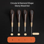 WUTA Leather Craft Diamond Awl Shape Stitching Awl Ebony Blackwood Handle Sewing Awl Kits Handmade Sewing Tools DIY Stitcher Taper,4mm 1pcs
