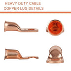 10pcs 2 AWG-5/16”(M8) Ring Terminals 2 Gauge Copper Wire Lugs Battery Cable Ends Heavy Duty Battery Cable Terminal Connectors