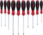 Wiha 30290 SoftFinish Grip ScrewDriver Set, Slotted 3.0-6.5, Phillips Number 0 -2 and Square Number 1-3, 10-Piece Set