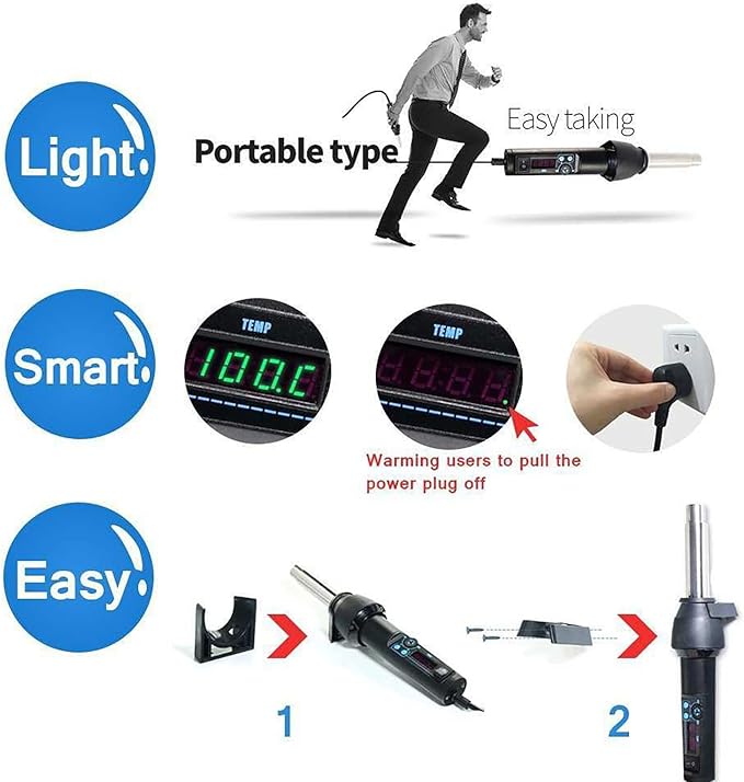 Heat-Gun-Vinyl-Heat-Shrink Rework Station iHGun-1 650W Accuracy Air Force and Temperature Adjustable LED Display