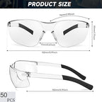 50 Pack Safety Glasses ANSI Z87.1 Scratch Resistant Eyewear for Women Man Lab Goggles Eye Protection