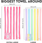 Dock & Bay Beach Towel - Quick Dry, Sand Free - Compact, Lightweight - 100% Recycled - Includes Bag -Cabana - Set J (6), Extra Large (200x90cm, 78x35)