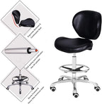 Kaleurrier Adjustable Stool Drafting Chairs: Tall Office Chair for Standing Desk with Backrest & Foot Rest - Ergonomic Drafting Stools with Rolling Wheels for Shop Studio Dental Salon Home(Black)