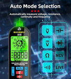 Digital Multimeter Rechargeable Electrical Tester NCV with Audible and Visual Alarms Auto-Ranging Measures AC/DC Voltage Capacitance Resistance Continuity Capacitance Diode Live Check Tester