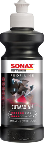 SONAX CutMax Compound 246141 | High-Abrasive Paint Correction Polish for P1500 Grit Sanding Marks | Silicone-Free, Dust-Free, and Odorless | Long Buffing Cycle for Severe Weathered Paint | 250ml