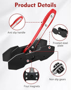 Brake Caliper Compression Tool with Extra 2PCS Large Plates 1.57"-2.95" for Disc Brake Pad Spreader,Caliper Piston Compressor Tool with 4 Brake Caliper Hanger Hooks,Car Brake Repair Tool Red
