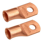 SELTERM 2pcs 3/0 AWG 3/8" Stud Copper Wire Lugs, Battery Lugs, Ring Terminals, Battery Cable Ends, 000 Gauge Ring Terminal Connectors, UL Heavy Duty Bare Copper Eyelets Battery Terminal Connectors