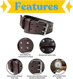 2 Inch Wide Leather Tool Belt for Men Work | Adjustable Oil tanned Belt | Carpenters, Electricians, Contractors