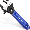 WORKPRO 4-Inch Mini Adjustable Wrench, Cr-V Steel Wide Jaw Black Oxide Wrench for Small Nuts, Metric & SAE Scales, for Home, Workshop and DIY